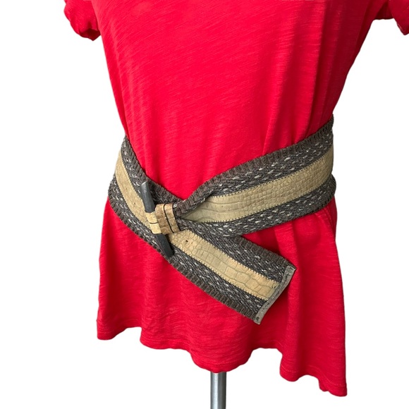 The Leather Shop Vintage Wide Leather and Fabric Belt - Picture 5 of 12